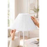 Pileli Lambader Başlığı Çap 36 cm Beyaz Umbrella Kumaş Abajur Şapkası Metal İskelet LAM05