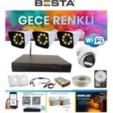 Pileli Store 3 Dış 1 Iç 4 Kameralı Gece Renkli Wıfı Ozellikli 500 GB HDD Dahil Güvenlik Kamera Seti