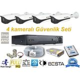 Pileli Store 4 Dış Mekan Kameralı Her Şey Dahil Güvenlik Kamera Seti