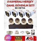 Pileli Store 4 Iç 4 Dış 8 Kameralı Gece Renkli Sesli 5 Mp 250 GB HDD Dahil Ahd Güvenlik Kamera Seti