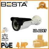 Pileli Store 4 Mp 6 Atom LED Ip Poe Bullet Güvenlik Kamerası 10 Adet Koli
