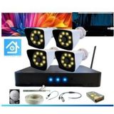 Pileli Store 5 Mp Lens 2 Mp 1080P Gece Renkli 4 Kameralı Wıfı Özellikli Kamera Seti 2 Tb HDD