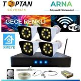 Pileli Store 5 Mp Lens 2 Mp 1080P Gece Renkli 4 Kameralı Wıfı Özellikli Kamera Seti 4 Tb HDD