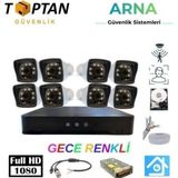 Pileli Store 5mp Lens 2mp 1080P Warm LED 8 Kameralı 250GB Harddisk Dahil Güvenlik Kamerası Seti
