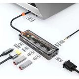 Pileli Store Ally 6in1 Type-C To Usb3.0 + Usb2.0 + Type-C Pd 100W + Hdmı + VGA + 3.5mm Çoğaltıc Transparanı Hub