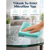 Pileli Store Cam Ayna ve Parlak Yüzeyler Için Mikrofiber Temizlik Bezi Leke ve Iz Bırakmaz