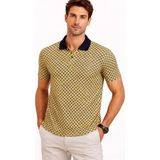 Pileli Store Erkek Pike Kumaş Polo Yaka Desenli Tişört Kısa Kol Yazlık T-Shirt - Sarı - XL