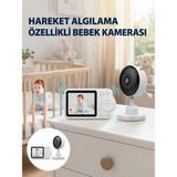 Pileli Store Gece Görüşlü Bebek Kamerası Ninni ve Alarm Özellikli Yeni Nesil