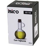Pileli Store Mini Cam Yağdanlık Çizgili Desen 300ML Ahşap Bambu Mantar Tıpa (4887)