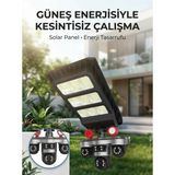Pileli Store Solar Panelli Akıllı Güvenlik Kamerası LED Projektörlü