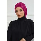 Pileli Tasarım Şifon Hazır Türban,HT-107,HT-107 Mor