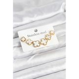 pilelistore 316L Çelik Gold Beyaz Renk 3 Boy Yonca Küpe Seti - TJ-BKP11237