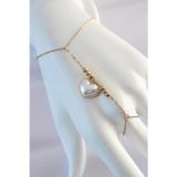 pilelistore 316L Çelik Gold Renk Beyaz Bubble Kalp Tasarımlı Şahmeran - TJ-SN576