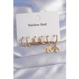 pilelistore 316L Çelik Gold Renk Oval Tasarım Kuş Model Küpe Seti - TJ-BKP9030