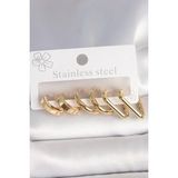 pilelistore 316L Çelik Gold Renk Üçgen Halka Model Kadın Küpe Seti - TJ-BKP10390