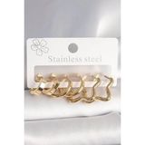 pilelistore 316L Çelik Gold Renk Yıldız Halka Model Kadın Küpe Seti - TJ-BKP10392