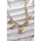 pilelistore 316L Çelik Gold Renk Zincir Sallantılı Çoklu Figür Model Kadın Kolye - TJ-BKO9849