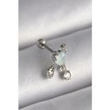 pilelistore 316L Çelik Gümüş Renk Beyaz Minelik Kalp Sallantı Zirkon Taş Detay Tragus Piercing - TJ-