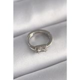 Pilelistore 316L Çelik Gümüş Renk Kare Zirkon Taşlı Tragus Piercing - Tj-Pr1309