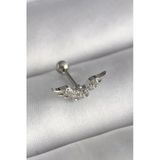 Pilelistore 316L Çelik Gümüş Renk Zirkon Taş Detay Kanat Model Tragus Piercing - Tj-Pr1291