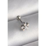 Pilelistore 316L Çelik Gümüş Renk Zirkon Taşlı Çiçek Model Tragus Piercing - Tj-Pr1283