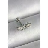 Pilelistore 316L Çelik Gümüş Renk Zirkon Taşlı Çiçek Tragus Piercing - Tj-Pr1247