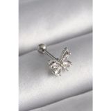 Pilelistore 316L Çelik Gümüş Renk Zirkon Taşlı Kelebek Tragus Piercing - Tj-Pr1233