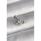 Pilelistore 316L Çelik Gümüş Renk Zirkon Taşlı Sallantı Kalp Detay Tragus Piercing - Tj-Pr1361