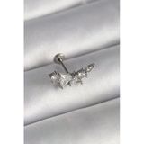 Pilelistore 316L Çelik Gümüş Renk Zirkon Taşlı Tragus Piercing - Tj-Pr1337