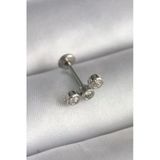 Pilelistore 316L Çelik Gümüş Renk Zirkon Taşlı Tragus Piercing - Tj-Pr1349
