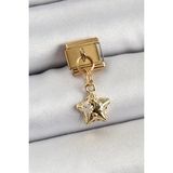 pilelistore 316L Çelik Sallantılı Zirkon Taşlı Yıldız Model Gold Renk Nomination Charm - TJ-BC1402