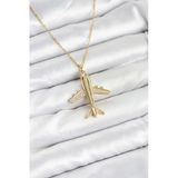Pilelistore 316L Çelik Zincir Gold Renk Uçak Model Kadın Kolye - Tj-Bko10615