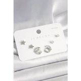 pilelistore 925 Ayar Gümüş Çivi Zirkon Taşlı Hilal Yıldız Model Kadın Küpe Seti - TJ-BKP10398