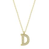 pilelistore 925 Ayar Gümüş Gold D Harfi Kadın Gümüş Kolye