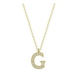 pilelistore 925 Ayar Gümüş Gold G Harfi Kadın Gümüş Kolye