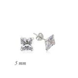 Pilelistore 925 Ayar Gümüş Kare Tek Taş Zirkon Küpe - 5 mm