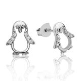 Pilelistore 925 Ayar Gümüş Penguen Çivili Küpe