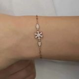 Pilelistore 925 Ayar Gümüş Rose Kar Tanesi Kadın Bileklik