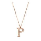 pilelistore 925 Ayar Gümüş Rose P Harfi Kadın Gümüş Kolye