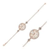 pilelistore 925 Ayar Gümüş Rose Yaşam Çiçeği Bileklik