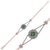Pilelistore 925 Ayar Gümüş Rose Yeşil Taşlı Otantik Bileklik