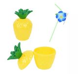 Pilelistore Ananas Hawaii Luau Aloha Pipetli İçecek Kabı Bardak 10X13 Cm 1 Adet