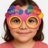pilelistore Balon Desenli Karton Doğum Günü Gözlükleri 6 Adet Pembe Renk