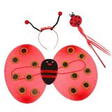 pilelistore Çocuk Gösteri İçin Uğur Böceği Kanat + Taç + Asa 3 lü Kostüm Seti