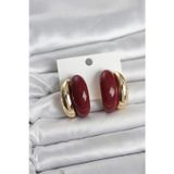 pilelistore Damla Model Bordo Vintage Gold Renk Kadın Küpe - TJ-BKP11667
