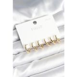 pilelistore Gold Renk Pirinç Halka Model 925 Ayar Gümüş Çivili Kadın Küpe Seti - TJ-BKP11263