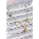 pilelistore Gold Renk Zirkon Taşlı Çoklu Figür Model Şans Kolyesi - TJ-BKO9301