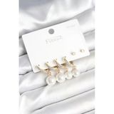 pilelistore Gold Renk Zirkon Taşlı Pirinç İncili 925 Ayar Gümüş Çivili Küpe Seti - TJ-BKP11267