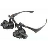 Pilelistore Gözlük Modeli 10X 15X 20X 25X Lens 2 Led Işıklı Büyüteç 9892G