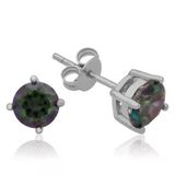 pilelistore Gümüş 6 mm Mistik Topaz Çivili Küpe